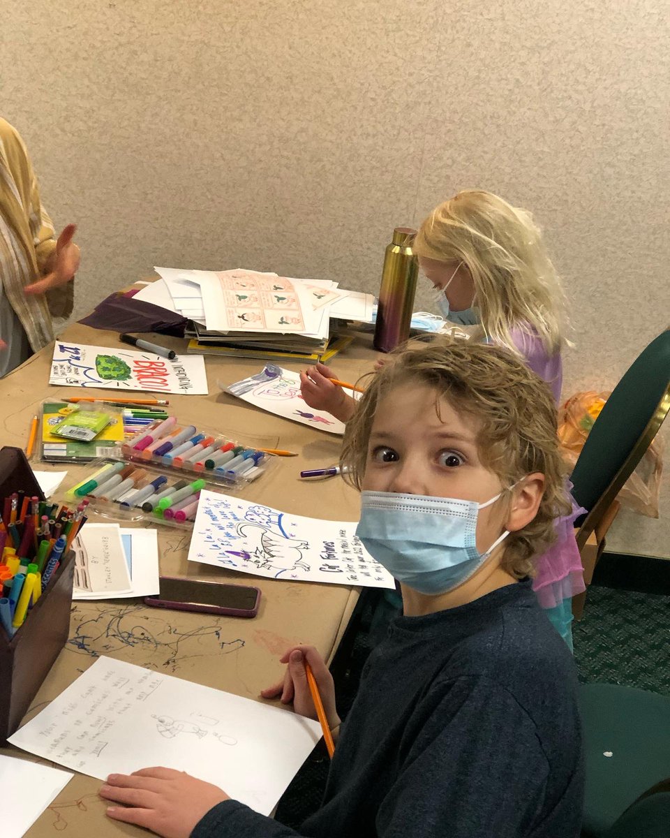 SanctuaryBoise's tweet photo. Our family program kids so much fun creating together at last week's Crafternoon and yesterday's Comic Book Creation Activity taught by Laura from @TheCabinLit. Here are photos of everyone hard at work 🎨 https://t.co/XEy0P3qrZ7