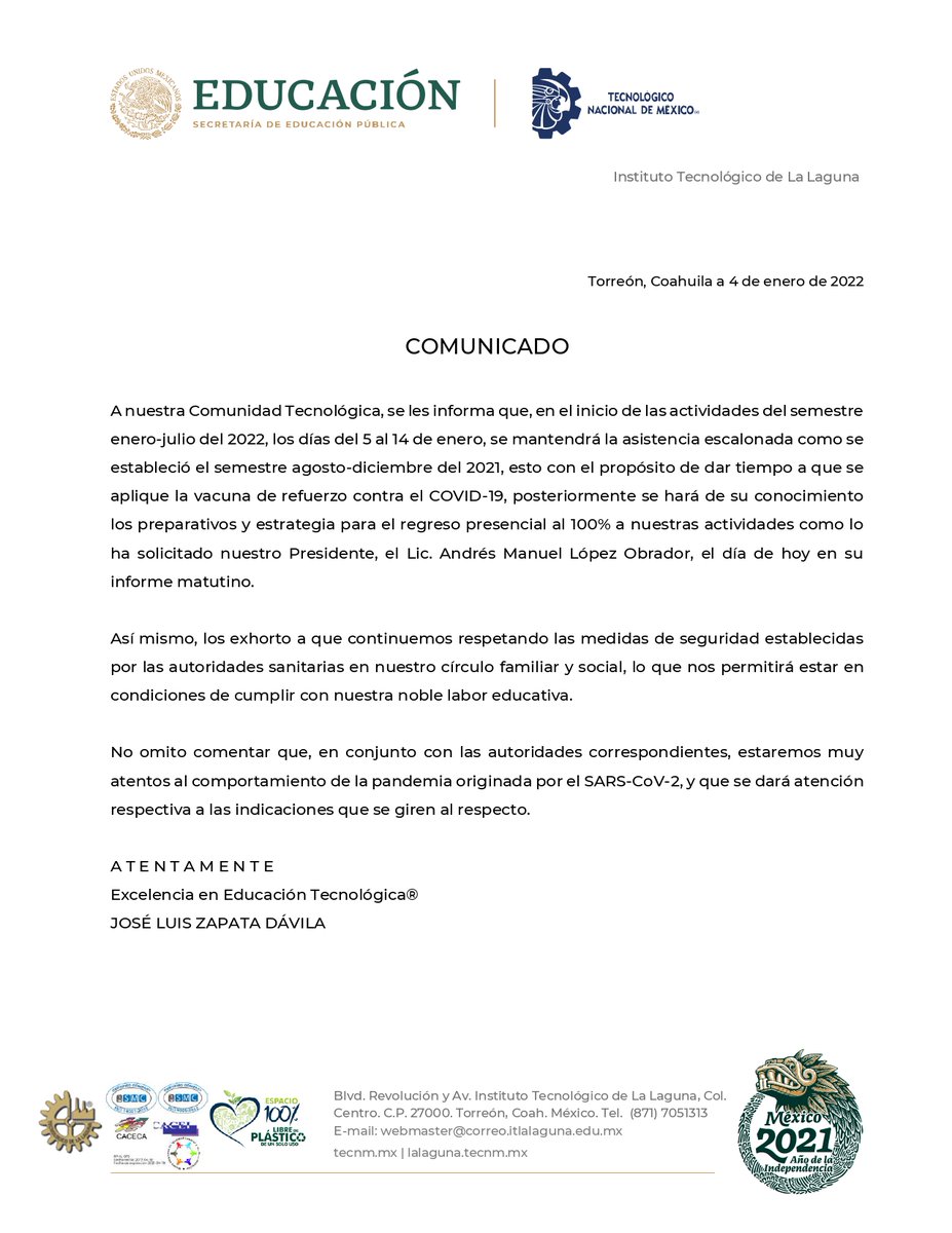 Instituto Tecnológico de La Laguna del TecNM tweet media