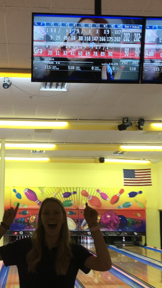 We got our first wins today and I am so proud of both teams. #SlayedSomeDragonsToday
Girls won 6–1
Boys won 6–1  
Also Kelci Morrison shot her all time high game today with a 202!!! Great job Kelci!!!