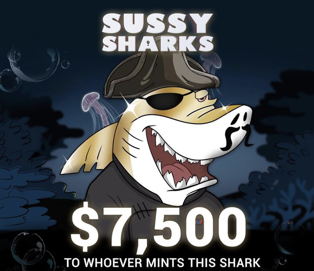 Sussy Sharks NFT (@sussysharks) on Twitter photo 80% SOLD OUT, FINAL MINT coming 🚀
We are going to give away 2 #NFTs ⬇️
7500$ to whoever mints the rare mongolian #NFT 💵
To enter:
1⃣ Follow
<a href="/sussysharks/">Sussy Sharks NFT</a>
2⃣ Like + RT
3⃣ Tag 2 NFT friends
Metaverse, Donating pending 🔁 (48hrs #Giveaway runtime) 80% SOLD OUT, FINAL MINT coming 🚀
We are going to give away 2 #NFTs ⬇️
7500$ to whoever mints the rare mongolian #NFT 💵
To enter:
1⃣ Follow
<a href="/sussysharks/">Sussy Sharks NFT</a>
2⃣ Like + RT
3⃣ Tag 2 NFT friends
Metaverse, Donating pending 🔁 (48hrs #Giveaway runtime)
