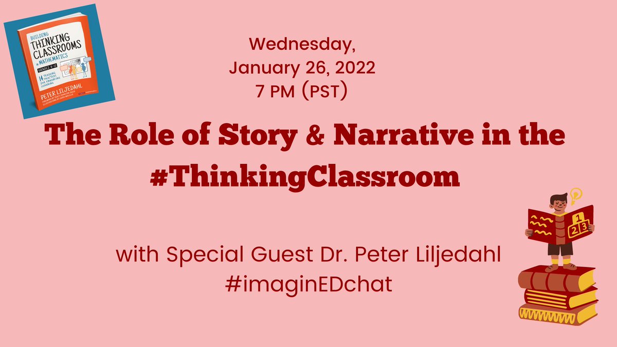 #imaginEDchat (@imaginednow) on Twitter photo SAVE THE DATE! <a href="/pgliljedahl/">Peter Liljedahl</a> author of THINKING CLASSROOMS is joining <a href="/perfinker/">Gillian Judson, PhD</a> and <a href="/MrsZebrasZoo/">Lindsay Zebrowski</a> on Jan 26 for #imaginEDchat to discuss #STORY in teaching.
Will you be there? <a href="/rilmcknight/">McKnight</a> <a href="/RosePillay1/">Rose Pillay</a> <a href="/CraigMah/">Craig Mah</a> <a href="/david_proctor17/">Dave Proctor</a>
Tag a friend! #imaginED SAVE THE DATE! <a href="/pgliljedahl/">Peter Liljedahl</a> author of THINKING CLASSROOMS is joining <a href="/perfinker/">Gillian Judson, PhD</a> and <a href="/MrsZebrasZoo/">Lindsay Zebrowski</a> on Jan 26 for #imaginEDchat to discuss #STORY in teaching.
Will you be there? <a href="/rilmcknight/">McKnight</a> <a href="/RosePillay1/">Rose Pillay</a> <a href="/CraigMah/">Craig Mah</a> <a href="/david_proctor17/">Dave Proctor</a>
Tag a friend! #imaginED