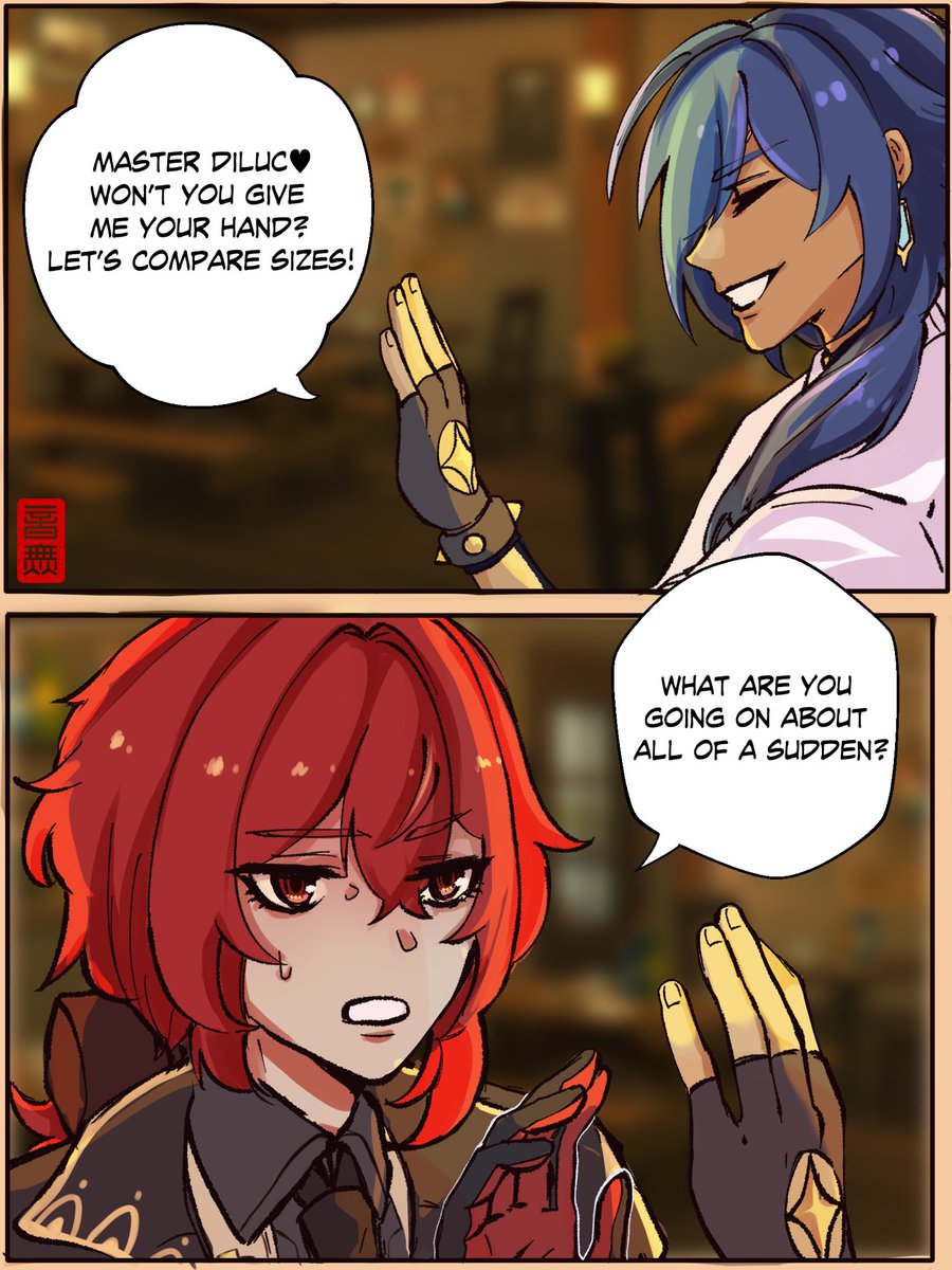 It's been so long since I drew a comic like this
Such a sneaky Favonius Knight! the Darknight Hero fell right into his trap!!!

#kaeluc #羽枭 #ガイディル 