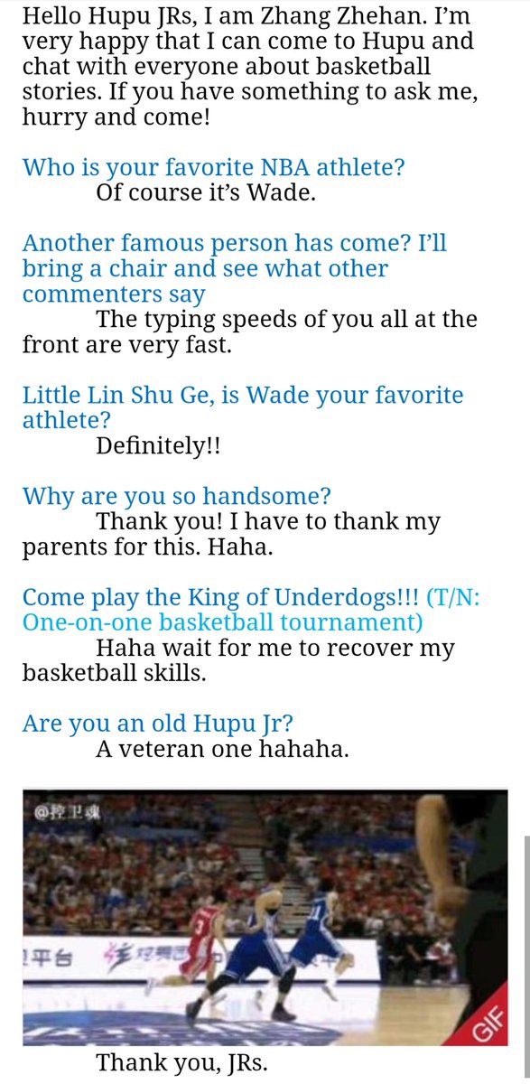 waitforwind511's tweet photo. It’s finally my turn! I am Zhang Zhehan. What does everyone want to ask me? (Part 1/3)

Zhang Zhehan answering questions from other basketball fans, featuring many fanboys complimenting his basketball skills and good looks (Translation)
#ZhangZhehan #张哲瀚 #張哲瀚 https://t.co/0Z82HY6AKK