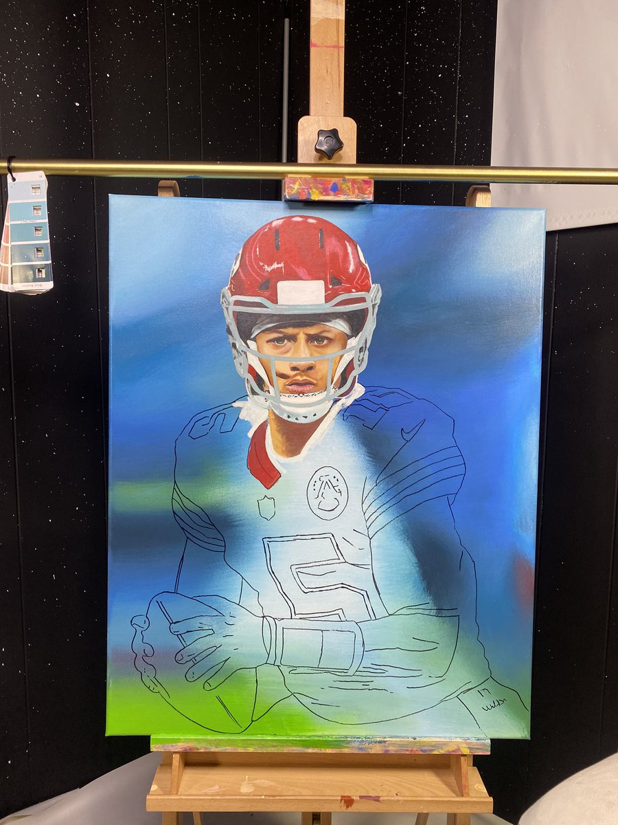 First painting 🎨 of 2022 #WIP
#ChiefsKingdom  
IG saw it first: <a href="/zev/">Elena Silvia Benítez</a>.designs7