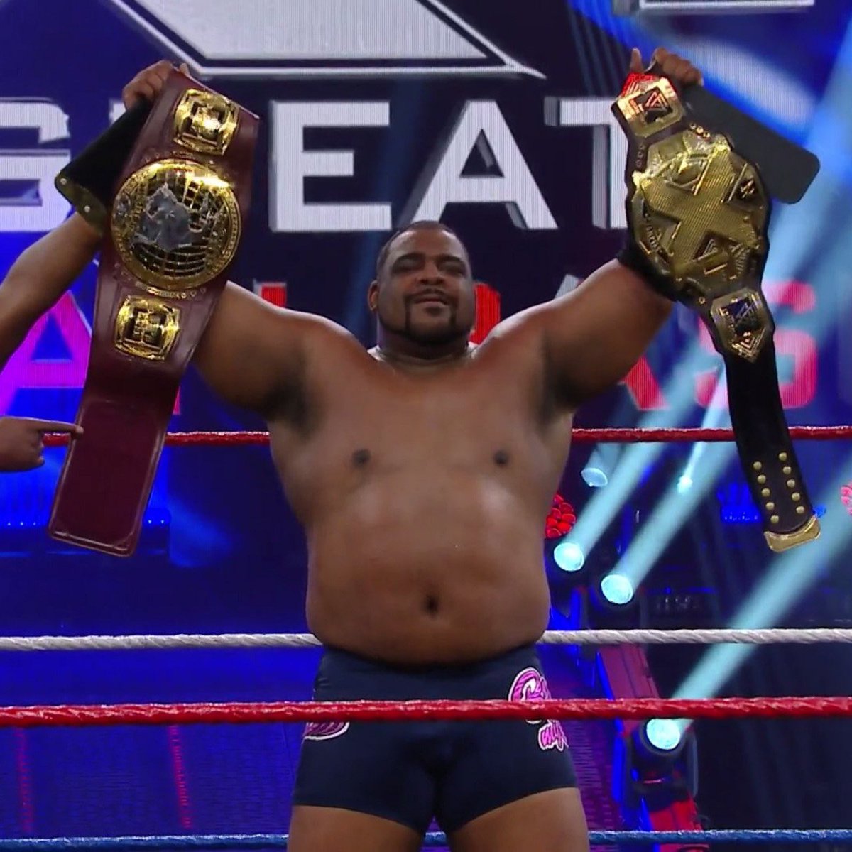 PublicEnemiesHQ's tweet photo. The only duel singles champions in #WWENXT history are Carmelo Hayes and Keith Lee, 2 black men! That’s crazy… https://t.co/B8y7rk8rxQ
