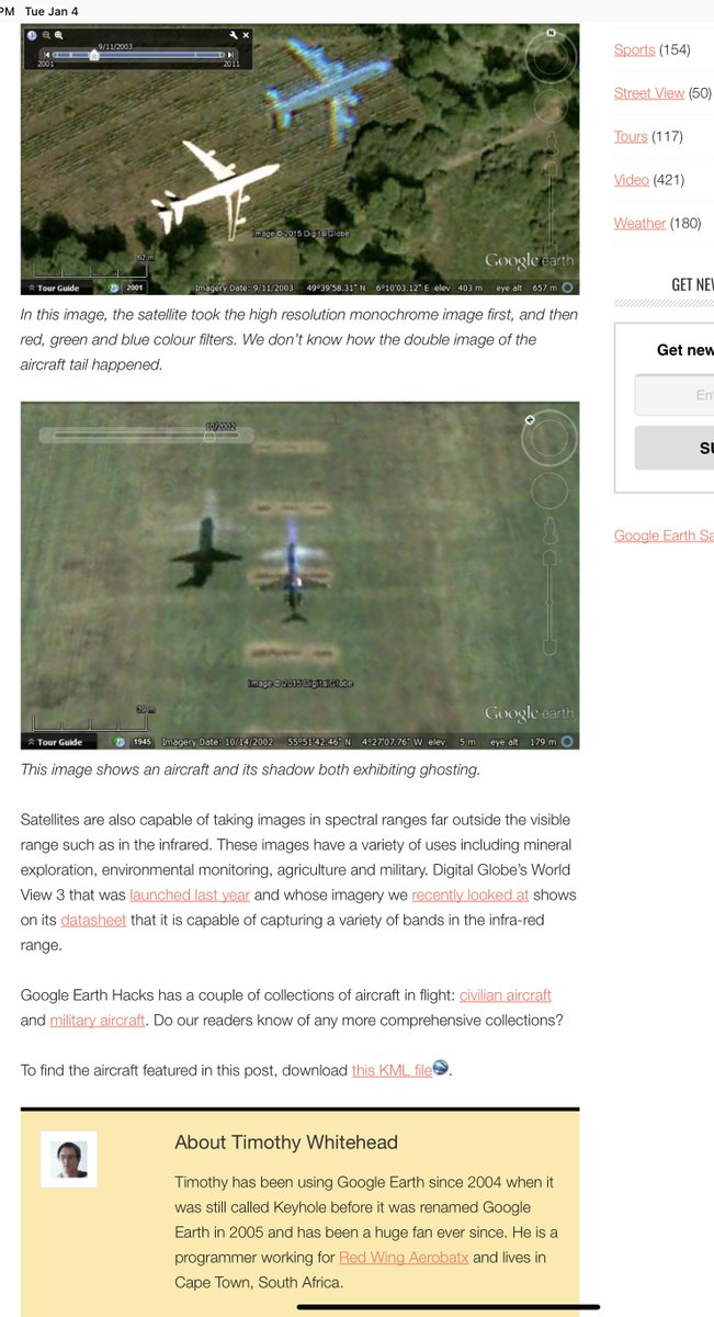 MikeChillit's tweet photo. #RainbowEffect #GoogleEarth This is a nice clean explanation on why we sometimes see planes and rainbow artifacts in Google Earth imagery. #MH370 https://t.co/XwbkSvCNw9
