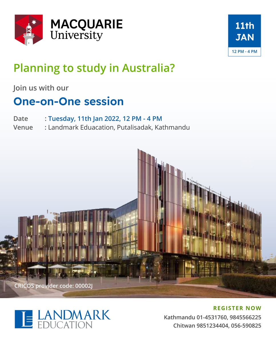 It is our great pleasure to announce that representatives from Macquarie University are visiting Landmark Education. Join us for a free one on one session and explore your career opportunities