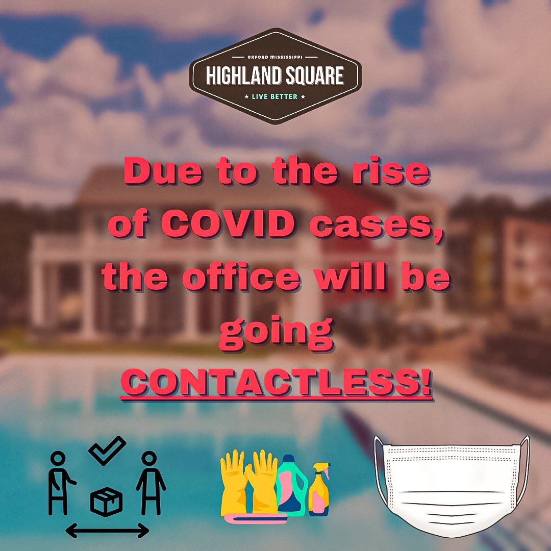 HighlandSquareO's tweet photo. As stated above, we are going
CONTACTLESS 😷 We are still in full leasing mode but we will only be doing FaceTime tours until further notice!

Remember to stay 6ft away from others, wash your hands, and mask up! https://t.co/0SWDxJAd4R