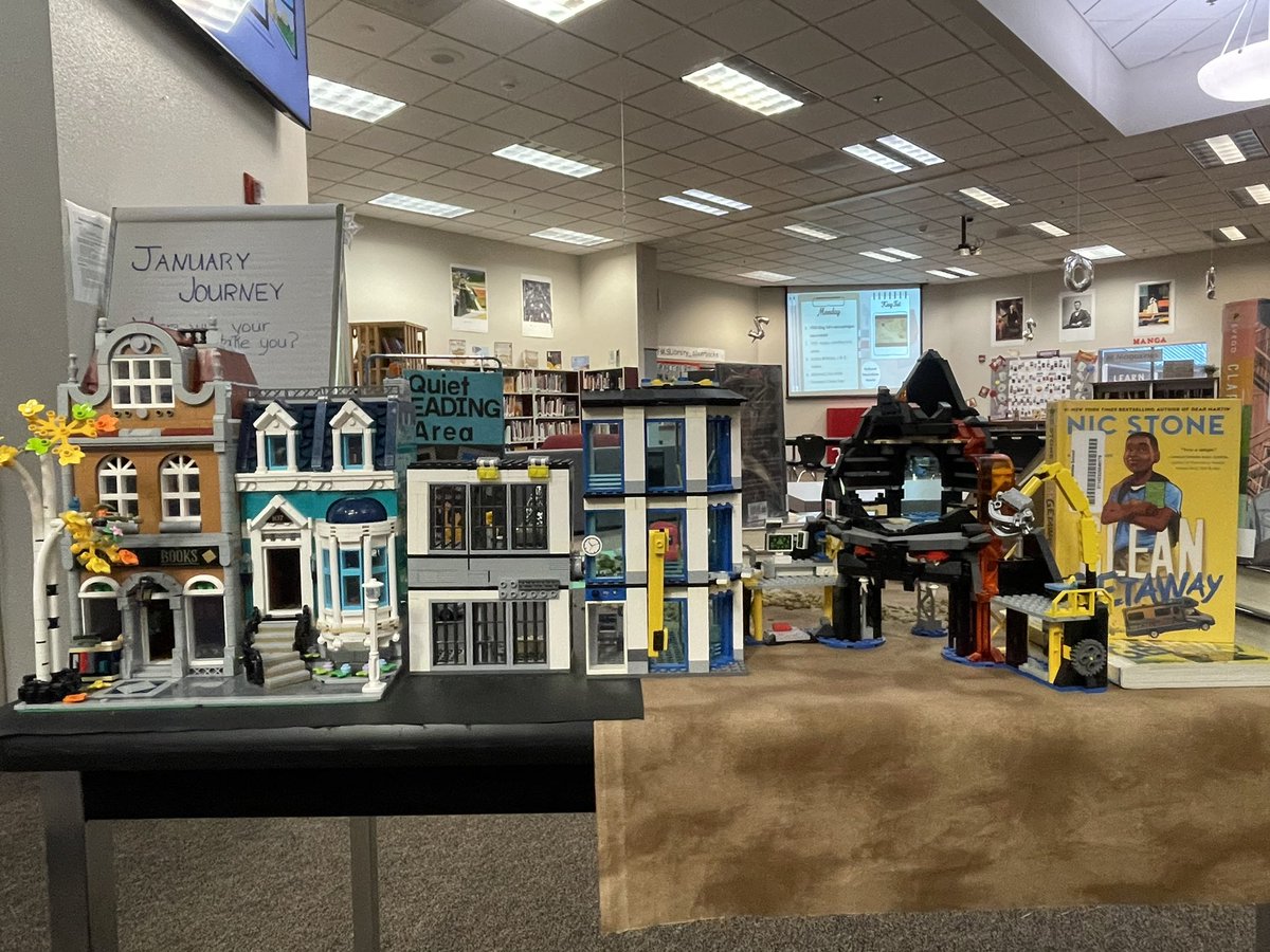 Larrecheareads's tweet photo. #FMSLibrary has its new #BOTM for #JanuaryJourneys @ProjectLITComm. Island, City, Mountain, Forest book display. @acevedowrites Clap when you land. @AlanGratz Refugee. @getnicced Clean Getaway. @jetchez We are not from here. https://t.co/2Ocr9sK6HE