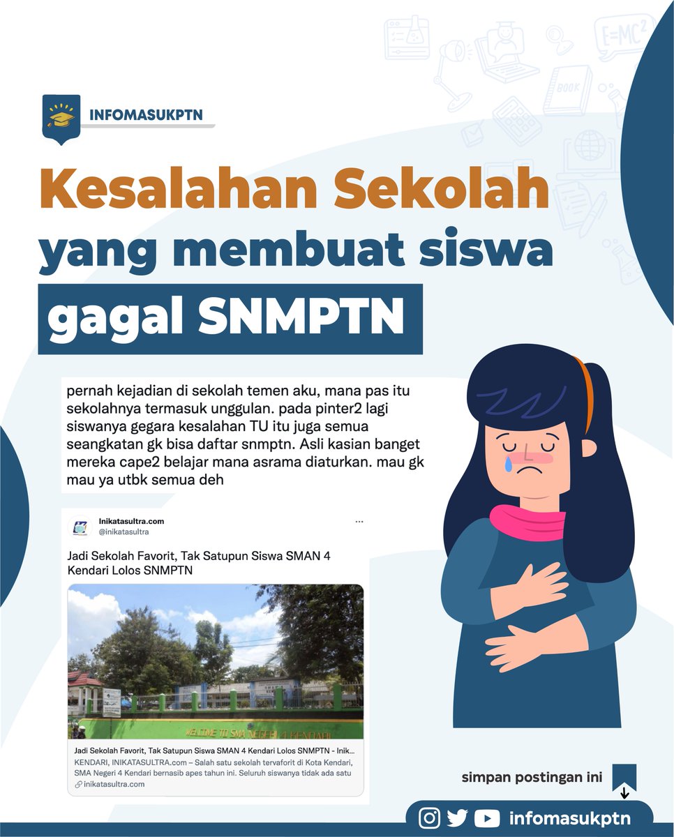 infotembusptn's tweet photo. Kesalahan Pihak sekolah yang menyebabkan 
siswa 1 sekolah gagal daftar SNMPTN

(A thread) https://t.co/2GWFlaTDzf