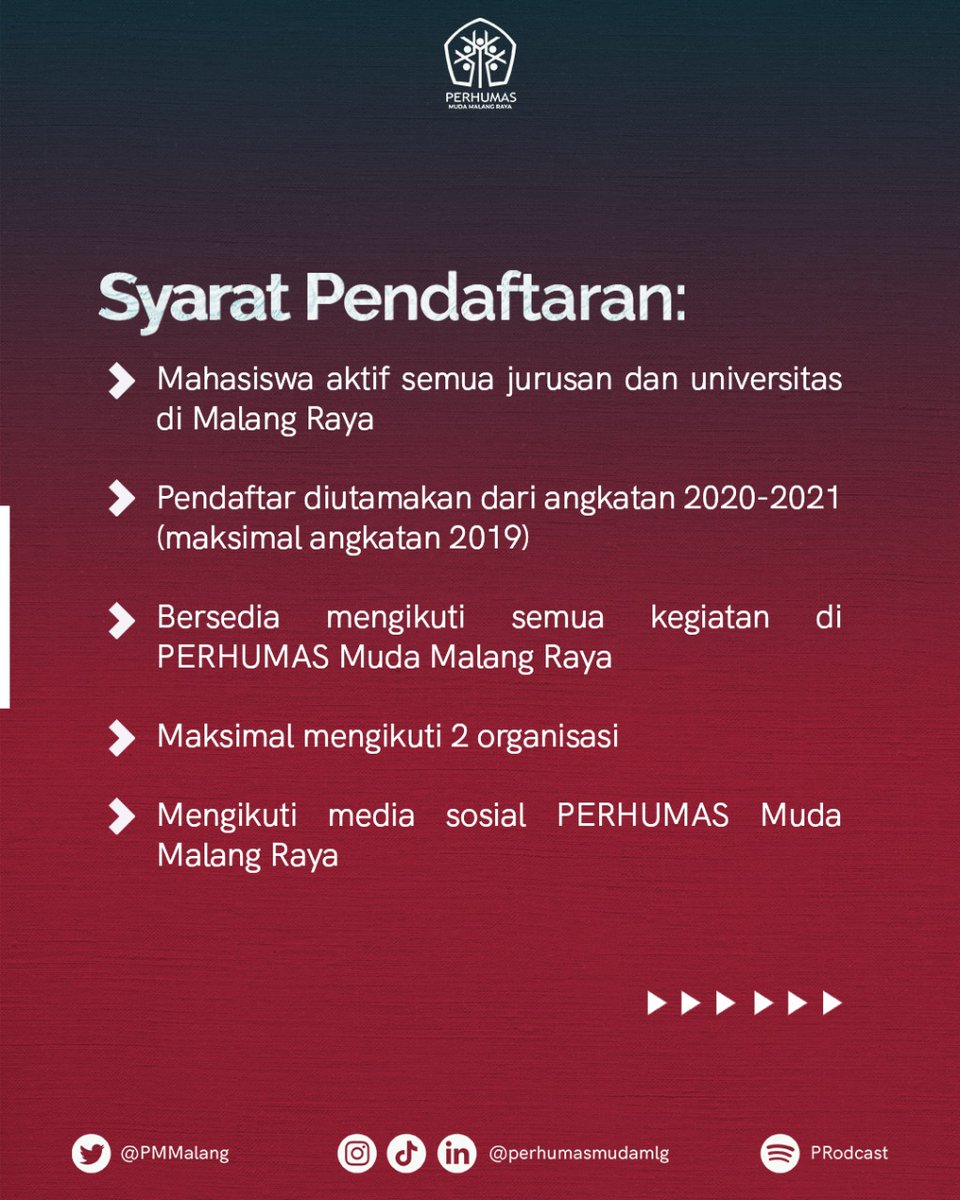 PMMalang's tweet photo. Hallo #PRmuda !

WE WANT YOU TO BE PART OF PERHUMAS MUDA MALANG RAYA!

PERHUMAS Muda Malang Raya akan mengadakan Open Recruitment bagi kalian mahasiswa/i aktif yang berkuliah di malang, angkatan 2019-2021 serta tertarik dengan dunia Public Relation.

ARE YOU READY? https://t.co/uvcEKkjEXw