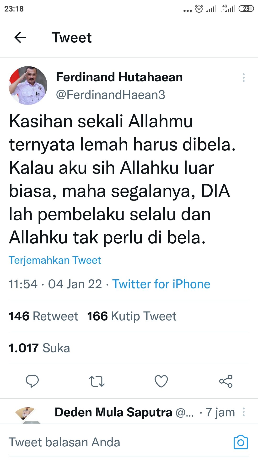 Ferdinand Hutahaean on Twitter: "Klarifikasi atas cuitan saya yg kemudian  viral, semoga semua bisa paham. Bahwa sesungguhnya itu dialog antara  pikiran dan hati saya yg sedang down. Bukan untuk menyasar kelompok  tertentu,