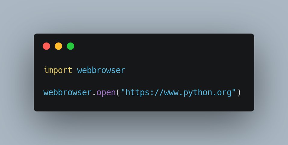 wilsonusmanjr's tweet image. 🐍  Tiny Tip Tuesday 🐍 

This little module can be pretty handy in some cases.

Besides opening a web URL from a script, what other use cases do you see this used in?

#pythonwebbrowser #pythonlearning #pythontraining