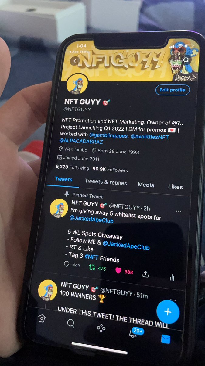 NFTGUYY's tweet photo. Got a second phone to run Twitter from! 
Get ready for more giveaways 🚀🎯 https://t.co/pzcGXujeQr