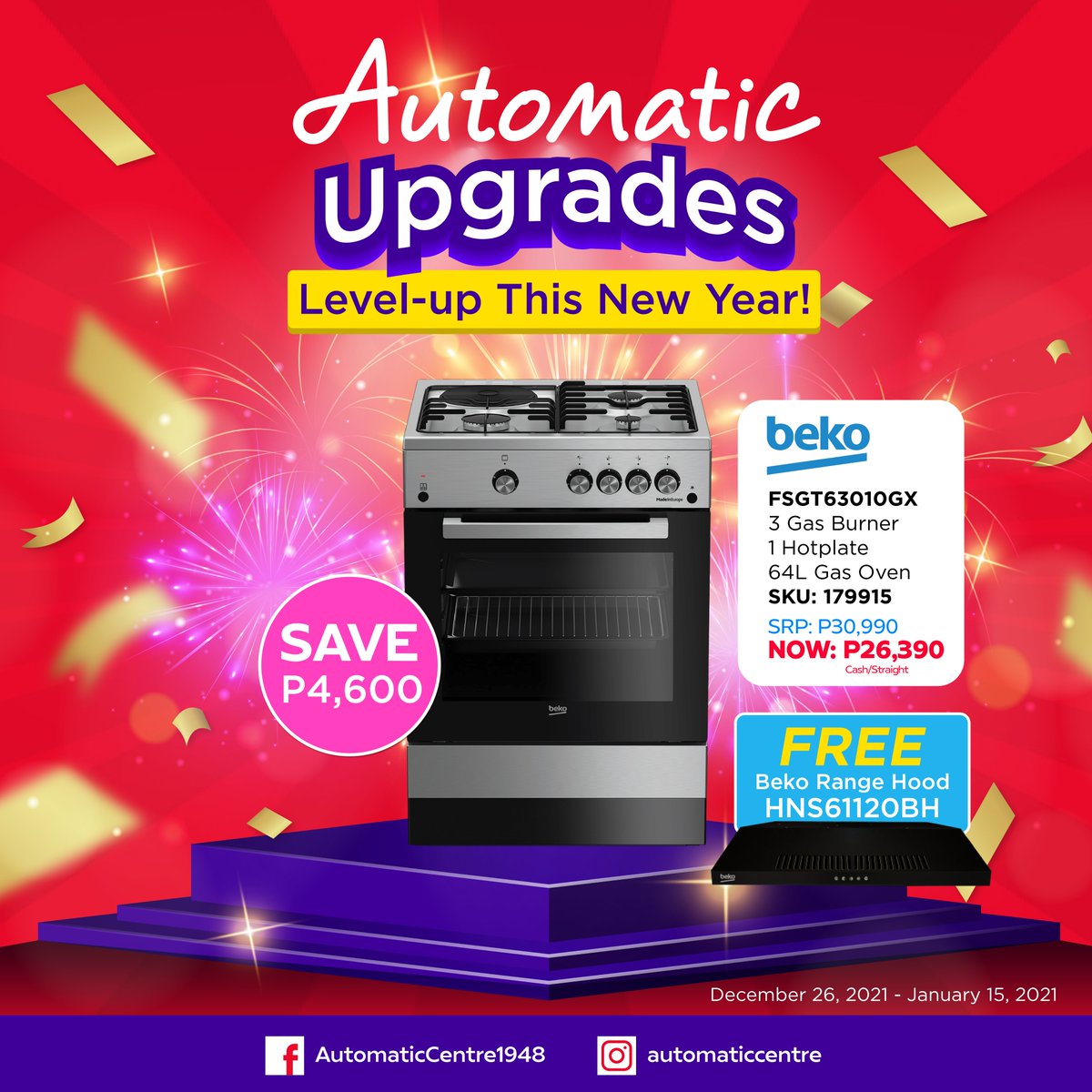 AutomaticCentre's tweet photo. New Year's Resolution mo ba ang matuto ng iba't ibang recipe?🍗🍖🥘🍲🍝🍳🥞🍰🥧
Cooking and baking made Automatic with these Gas range and ovens! https://t.co/v4CAcviN9B