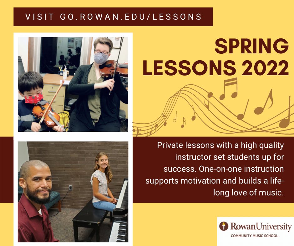 This is your reminder to register for spring lessons at Rowan CMS!! Learn more about how you can study music with our world-class faculty at go.rowan.edu/lessons. #rowancmsproud #rowancms22 #lessons #musiceducation #spring