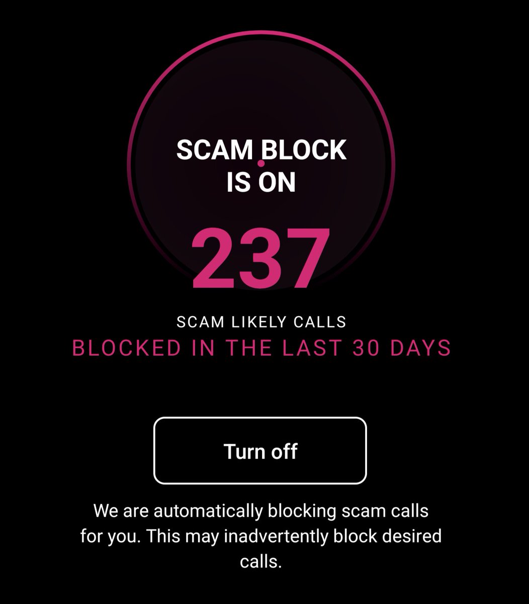 BackOurBlue's tweet image. @TMobile @TMobileHelp @NevilleRay #ScamBlock is a life savior! They've blocked nearly 250 calls in 30 days!! 📵