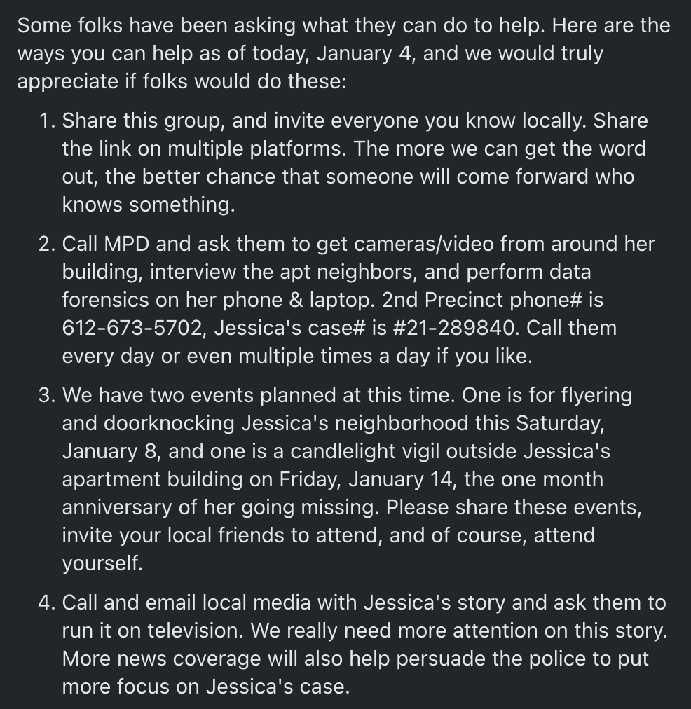 onlyastoner's tweet photo. here's the official facebook group for finding jessica marshik: https://t.co/p5WgxYboC5
stoner fam, please help in any or all of the following ways if you can. jess is one of our own and we need to bring her home 💚 https://t.co/cbLGoIG9b8