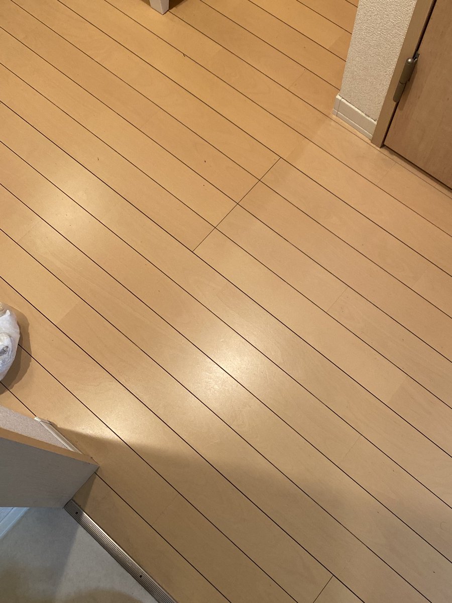 仕事から帰り、床掃除
通販番組を観て、これ！と思って衝動買いした回転モップで汚れを取るのだ
時間はかかるが徐々に綺麗になる
簡単マイペットを投入するとさらに綺麗に