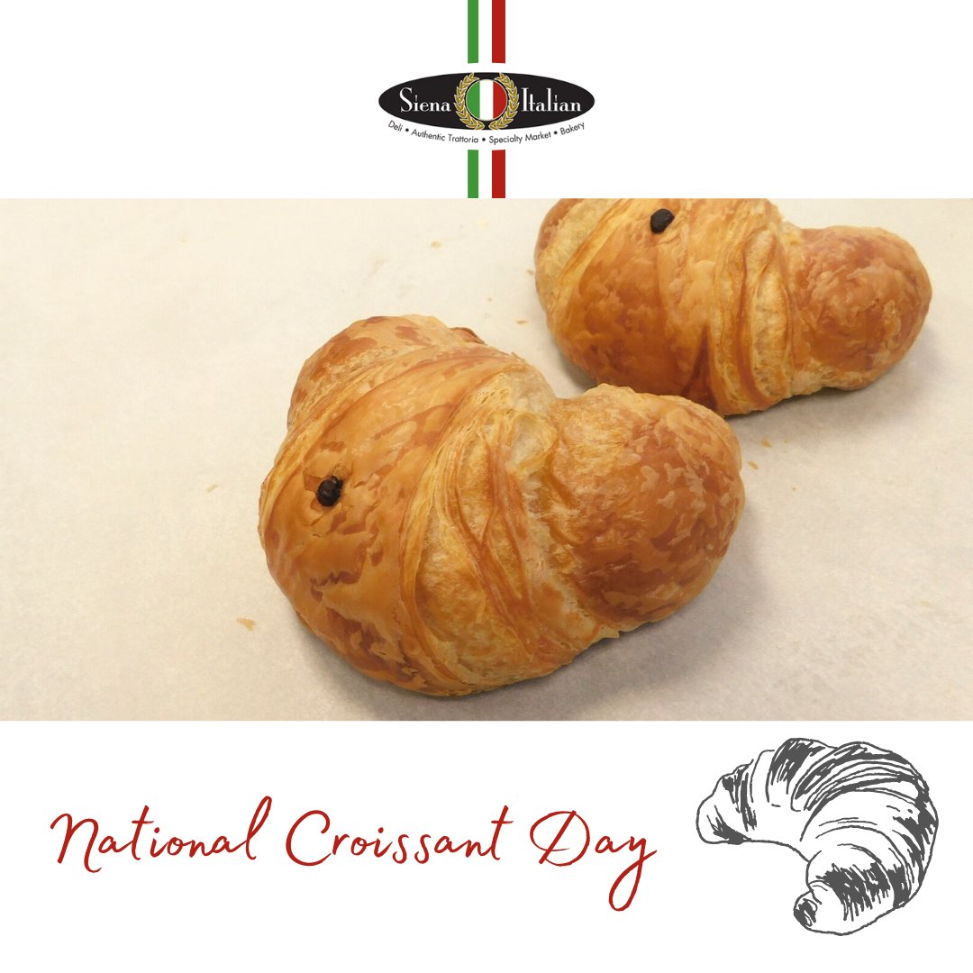 Croissants are a delicious French pastry with a crescent shape🥐. Because we have croissants here in Siena Italian, you might as well try one to commemorate 🥐 National Croissant Day! 

We hope to see you here!
#siena #italianrestaurant #croissant