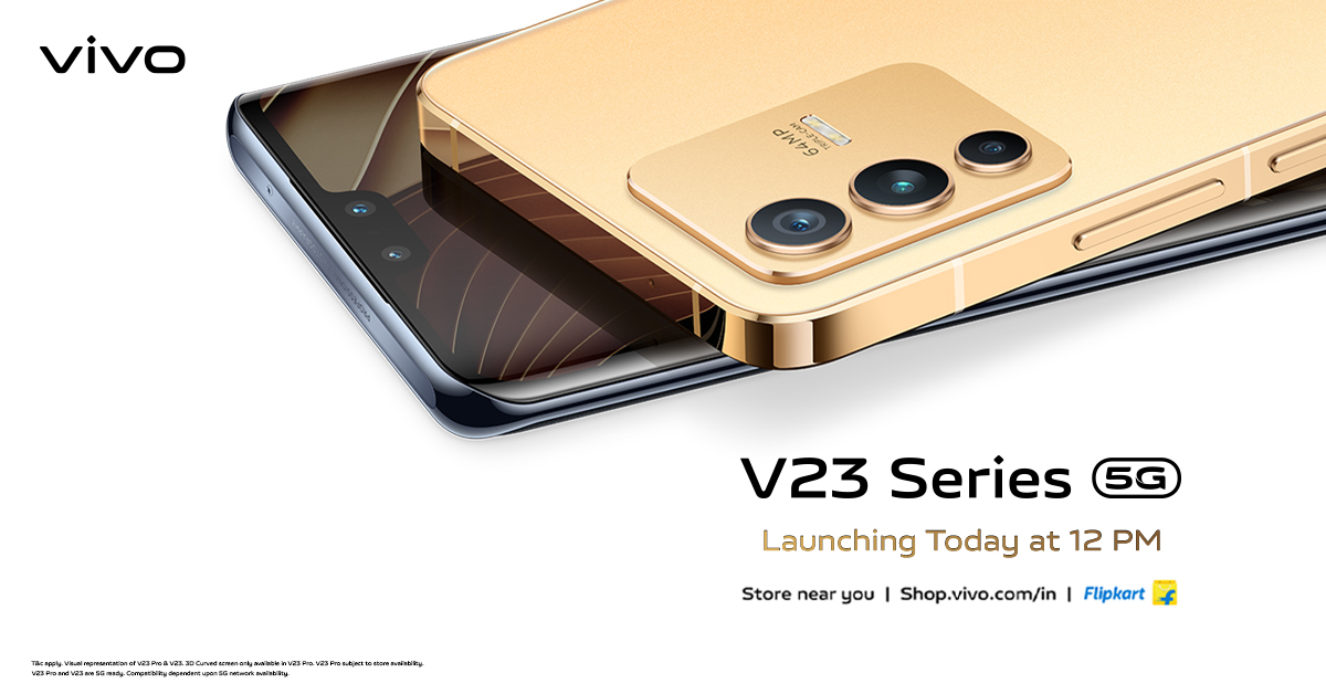 Vivo_India's tweet photo. #vivoV23Series – Launching today at 12 PM.  ​
Your wait is almost over! With #vivoV23Series get ready to start capturing delightful moments in your style. 

#DelightEveryMoment  ​
Know more:​ https://t.co/Kd74Ef0953 https://t.co/ScMsP9VHX7