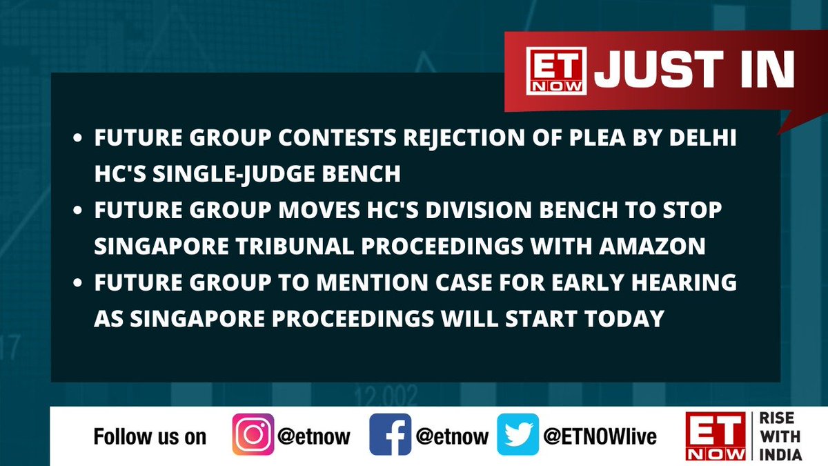 ETNOWlive's tweet photo. #JustIn | Future Group moves Delhi #HighCourt's division bench to stop #Singapore tribunal proceedings with Amazon
@fg_buzz @kishore_biyani @amazon @abhhimanyus #FutureVsAmazon #Delhi https://t.co/OcU4zQKg2j