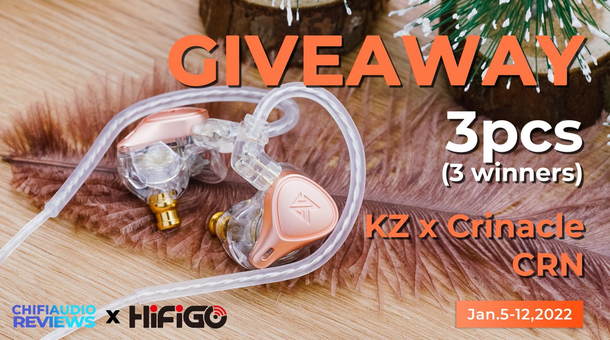 Happy New Year! The first giveaway to 2022. We are excited to team up with Chifi Audio Reviews to giveaway three pairs of KZ X Crinacle CRN. Three winners each will get a brand new unit of CRN tuned by <a href="/crinacle/">crin</a>

To participate:
hifigo.com/pages/chifi-au…
#HiFiGo #hifi