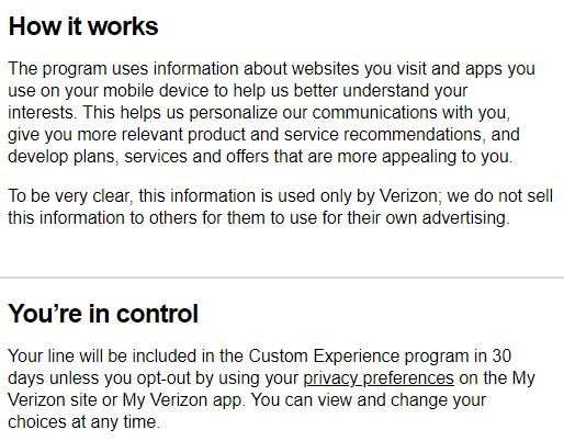 DanStrzelec's tweet image. GTFO @Verizon. Default should be opt-out you shady snot peddlers. #privacy #PrivacyMatters