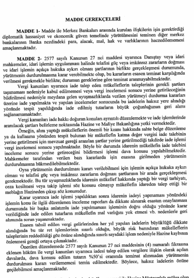 maliyekonomi's tweet photo. Meclise sunulan kanun tasarı ile 2577 sayılı İYUK 27. Maddesine eklenecek düzenlemeye göre,  Vergi İade taleplerine ilişkin olarak açılan davalarda, dava tutarının %50’si oranında teminat alınmadan yürütmenin durdurulması karar verilmeyecek @vergihukukcu @av_ugurpoyraz @AvukatHG https://t.co/5XYDhh6gch