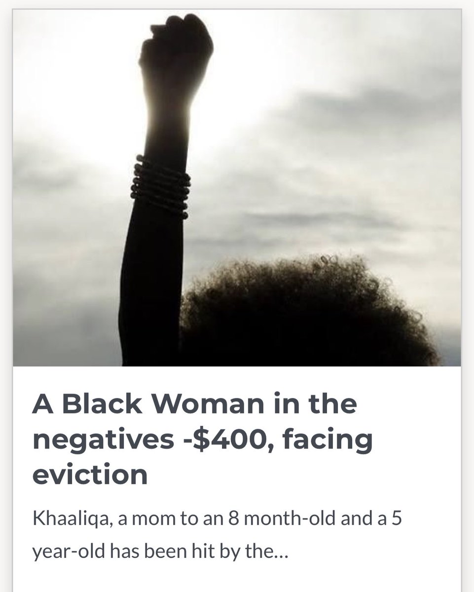 miiriya1's tweet image. I created a page on Miiriya that allows you to donate to Black people in the community that are struggling on things like rent/bills/hunger/negative accounts. You can give just $1. It’s automated- 1 person reaches a goal, next people in need get shown. They keep 100% of donations