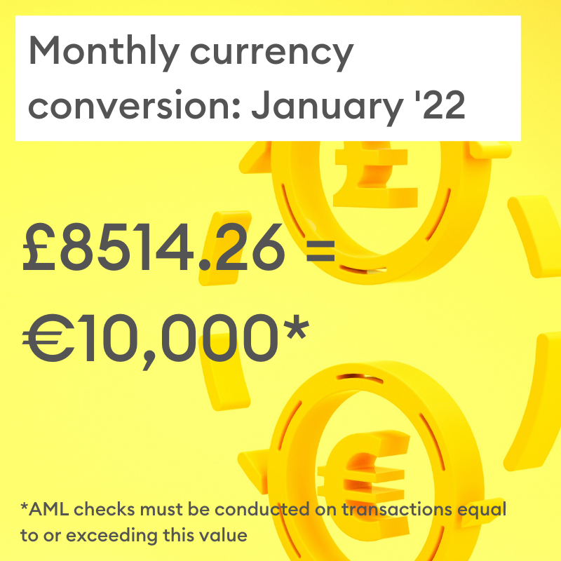 artaml_'s tweet photo. Do you know what the €10,000 threshold for AMPs converts to in GBP this month?

Keep on top of your AML obligations with the #ArtAML Knowledge Hub:
https://t.co/kSszpy2fgz

 #5MLD #5MLD #AMLD5 #artmarket https://t.co/xzTft9Pf9D