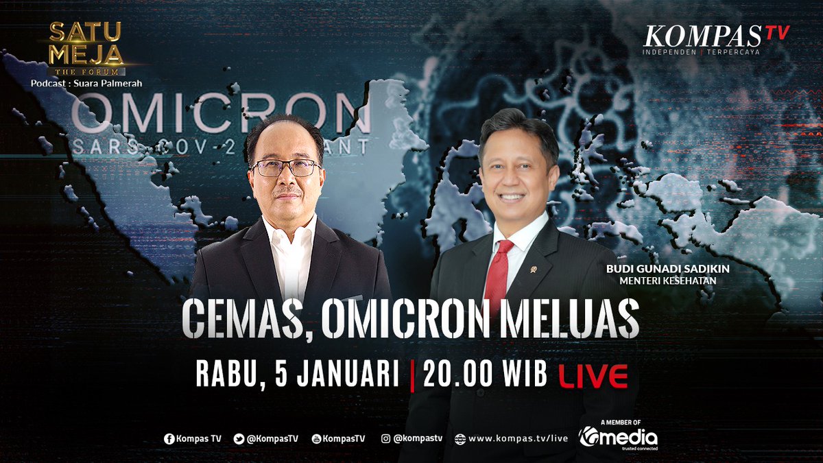 Indonesia pernah keteteran dan kelabakan saat varian Delta menyerang. Apakah kasus serupa bisa terulang di varian Omicron? 
 
Saksikan diskusi <a href="/bdm2502/">Budiman Tanuredjo</a> bersama Menkes, Budi Gunadi Sadikin di <a href="/_SATUMEJA/">SATUMEJA</a> #SatuMejaTheForum hari ini pkl 20.00 WIB!
 
Streaming: kompas.tv/live