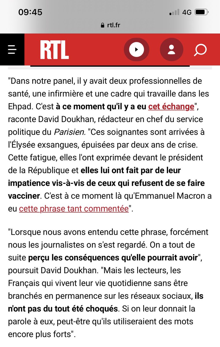 FionaPersonnel's tweet photo. «Ces soignantes sont arrivées exsangues, épuisées par 2 ans de crise. Elles ont fait part de leur impatience vis-à-vis de ceux qui refusent de se faire vacciner.C’est à ce moment là qu’EM a eu cette phrase tant commentée» Pour elles, pour les malades déprogrammés: vaccinons-nous! https://t.co/au0c5oDnny
