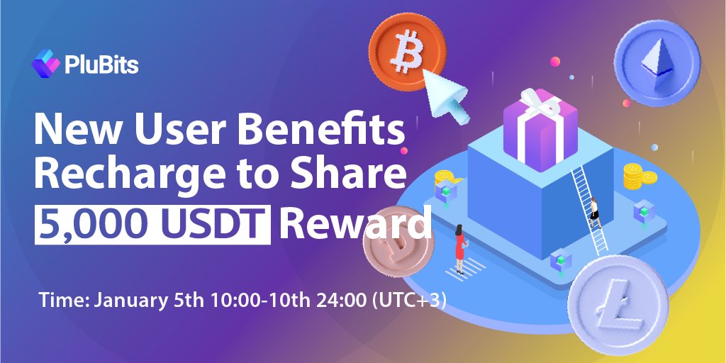 To celebrate the launch of PluBits
The "New UserBenefits, Recharge To Share 5,000 USDT Reward" activity will be held !

Activity time: January 5th, 10:00-January 10th, 24:00 (UTC+3)

See More：plubits.com/en_US/noticeIn…
Register Now：plubits.com/en_US/register
