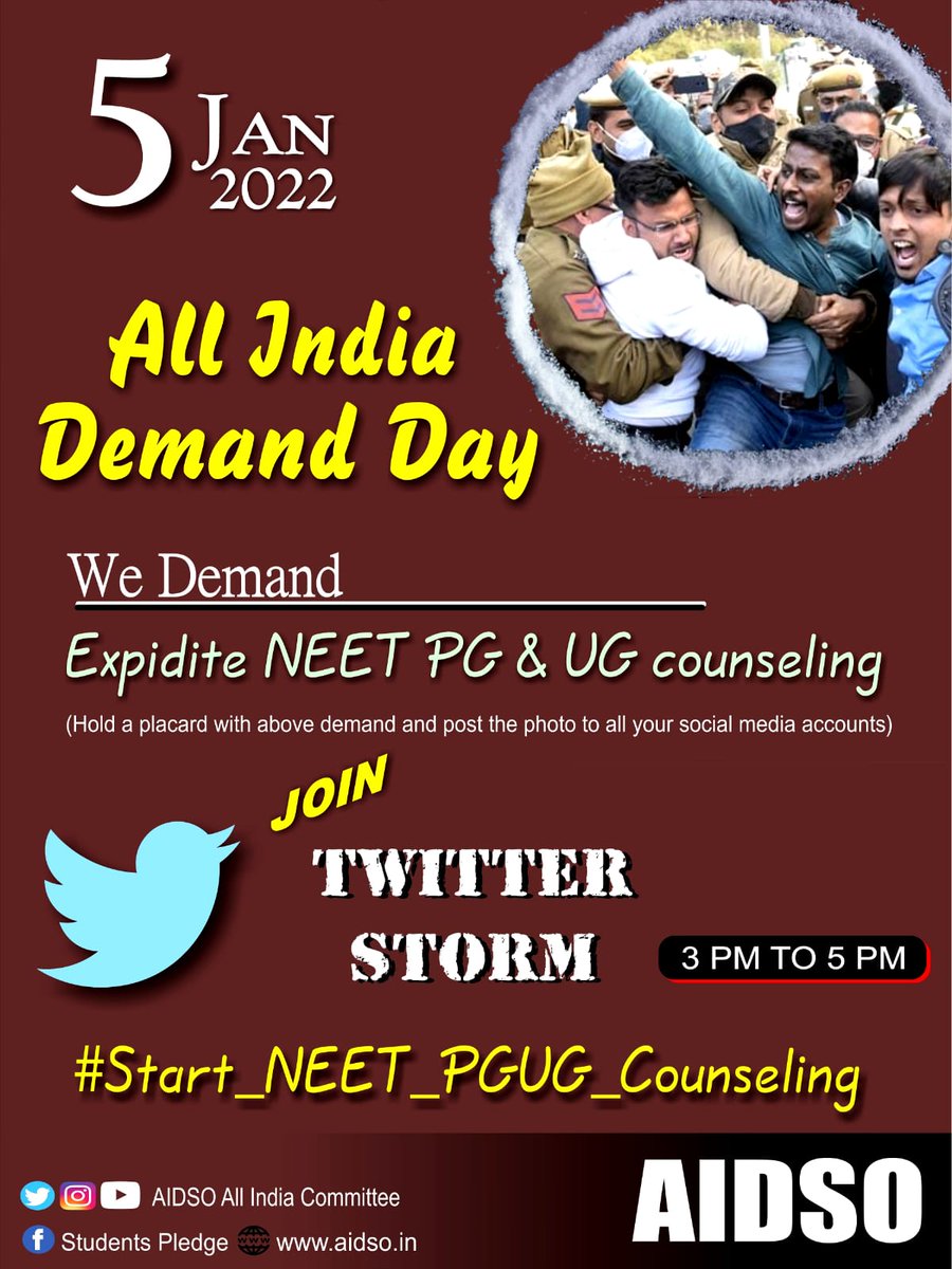 #AIDSO

#All_India_Demand_Day
#SpeedUpNEETPGrandUGCounselling