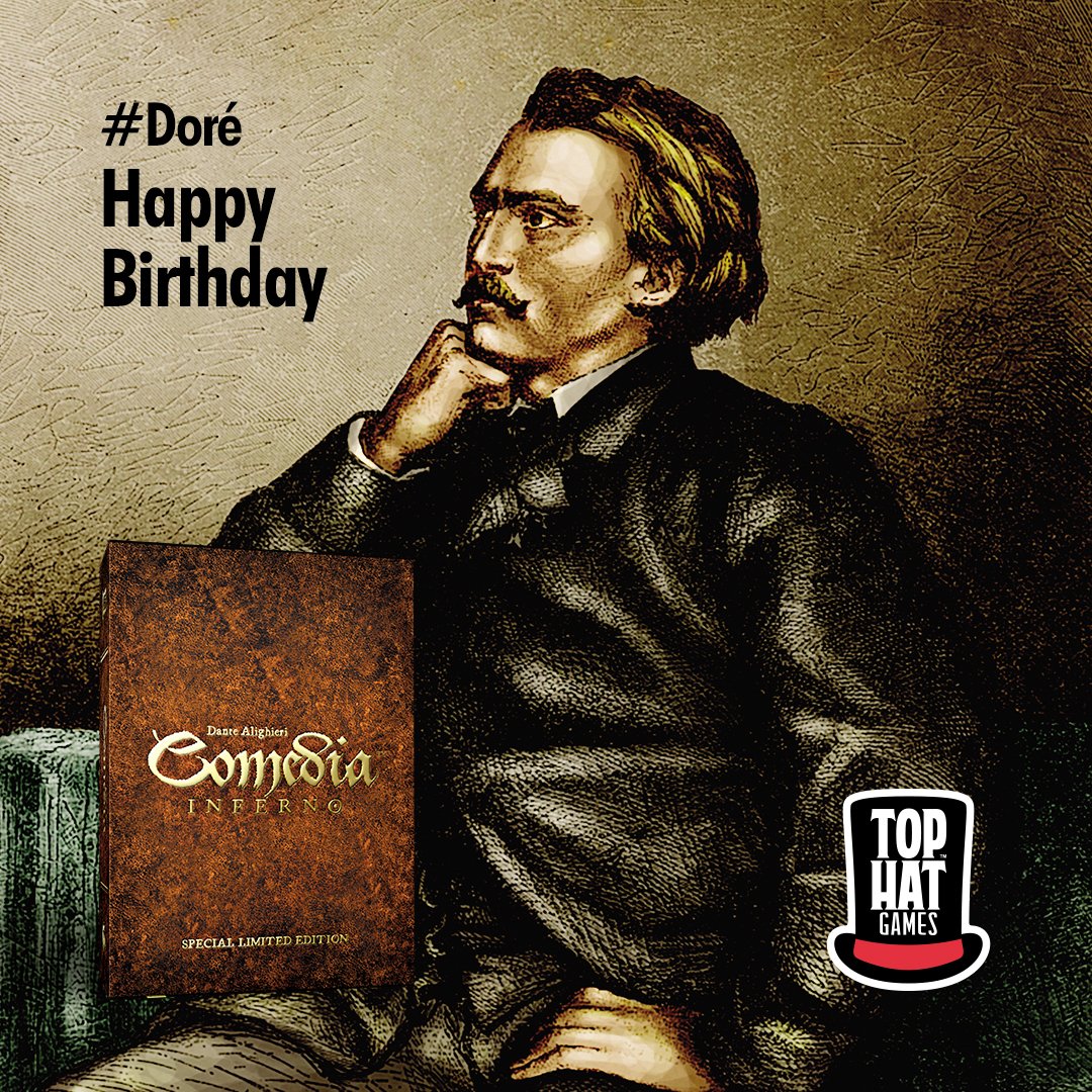 TopHatGames2's tweet photo. In 1832 in Strasbourg, Gustave #Doré was born today! Draftsman and lithographer, known above all for his illustrations of Dante's Divine Comedy: we hope to have honored him with the coloring of his masterpieces made  for Dante Alighieri: Comedia - Inferno™ https://t.co/rZaSmCjUYo