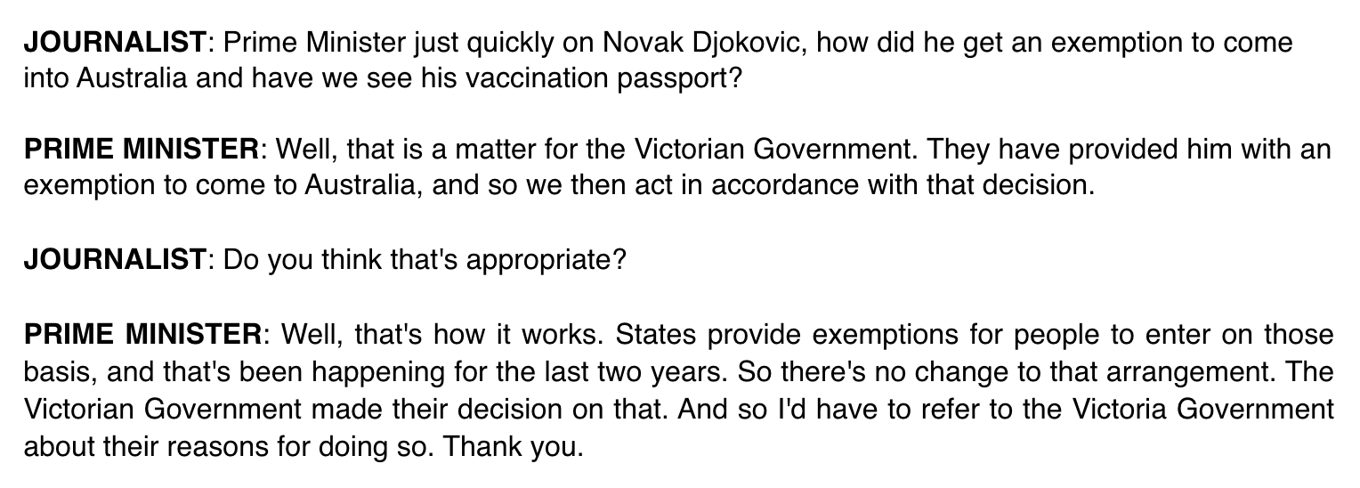 Jack Snape on X: &ldquo;This morning Scott Morrison said Novak Djokovic 
