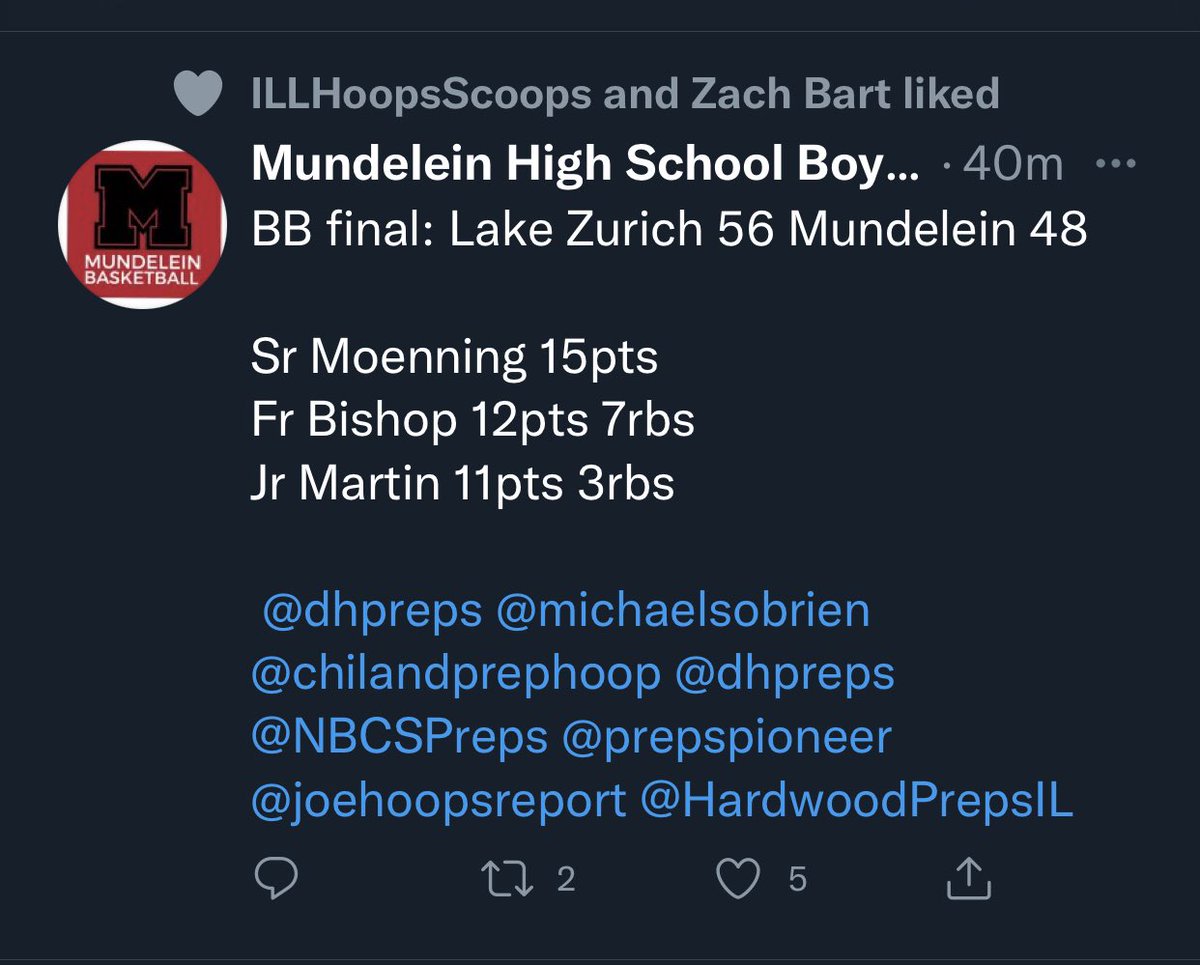 thefuturepix's tweet photo. Mundelein High School guard @tylermoenning filling it up against LZHS to lead MHS with 15 points https://t.co/sSxjqQlm7U