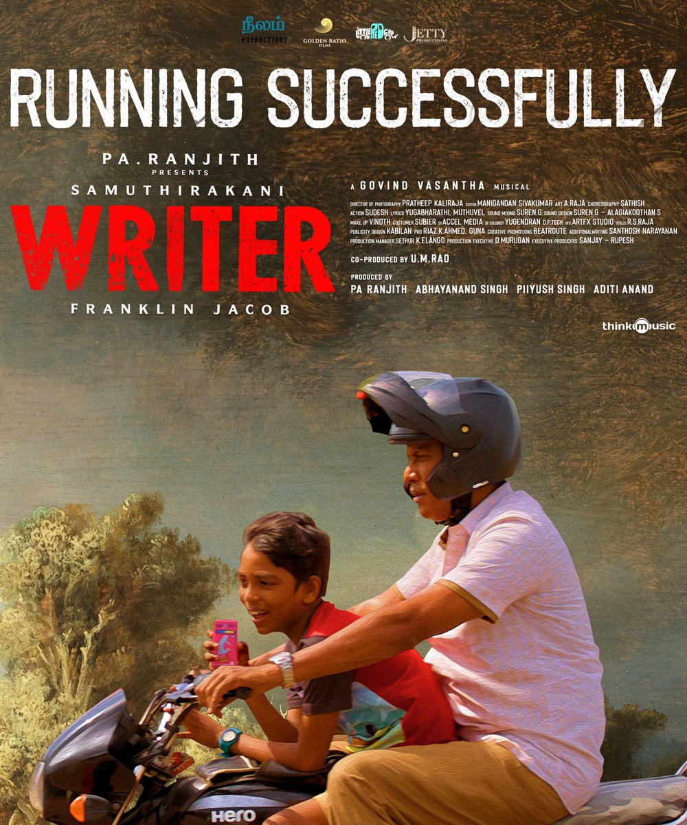 officialneelam's tweet photo. #Writer - running successfully in theatres near you!
#WriterRunningSuccessfully
@beemji @thondankani @frankjacobbbb @doppratheep @editor_mani @GRfilmssg @PiiyushSingh @thehari___ @abhay_VMC @LRCF6204 @Tisaditi @thinkmusicindia https://t.co/BOU7AGfbOg