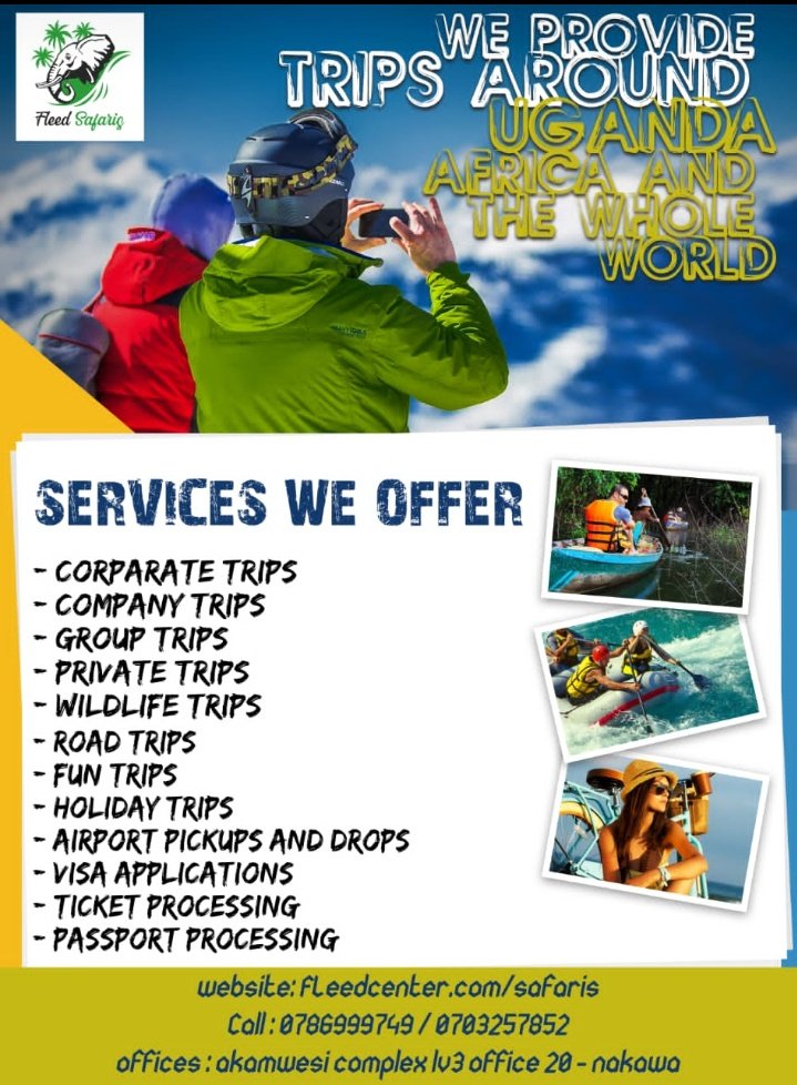 fleedsafaris's tweet photo. As we grow with you, we are happy to offer the following services to you. Come through at our offices or call us direct. 🌍 Around the world with us. #fleedexperience https://t.co/7ZXSAnWKQb