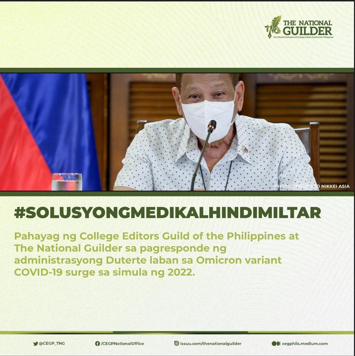 CEGP_TNG's tweet photo. Muling pinapawanagan ng College Editors Guild of the Philippines (CEGP) at publikasyon nitong The National Guilder (TNG) ang matagal nang samo na magkaroon ng #MassTestingNowPH na libre, nasyonalista, siyentipiko, at maka-masa. https://t.co/UCcS9FkGVm