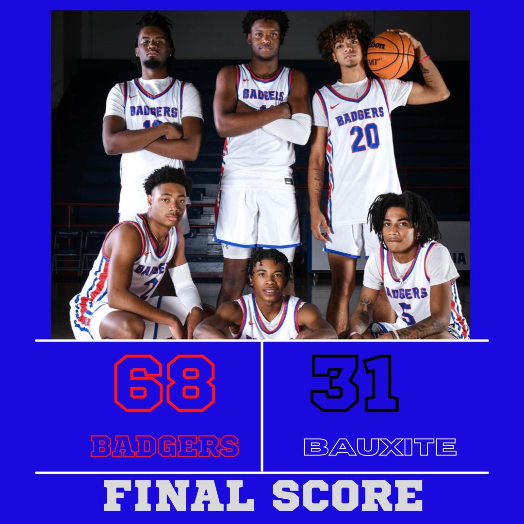 CoachG_Badgers's tweet photo. Good win tonight over scrappy Bauxite team. 
@Antoine1Palmer led us with 22 points
@JamesElgas 13 pts. 12 assists
@nazjaylambert 12 pts
@TyronHughes4 8 pts
@RyanHarris03 8 pts 6 steals https://t.co/akcAEYtRK7