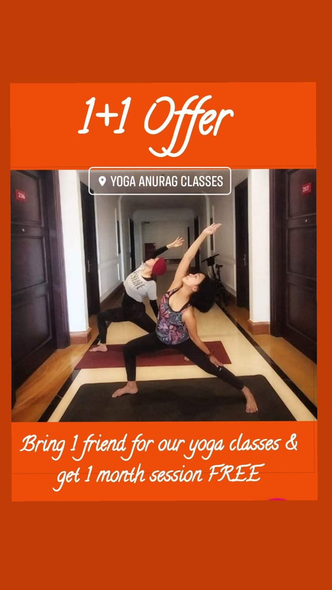 1+1 offer this week. <a href="/yogaanurag/">yoga anurag</a>
Bring 1 friend for our yoga classes &amp; get sessions free for 1 month. Whatsapp for details : +91 6283 266 268
wa.me/916283266268
#free #offer #friendshipgoals