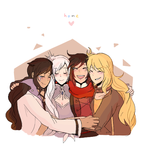 back together❤💙💜💛 #RWBY #rubyrose #weissschnee #blakebelladonna #yangxiaolong