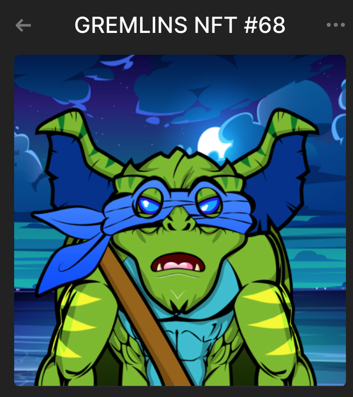 InsideOutBTC's tweet photo. I minted a rare @NftGremlins earlier this is sick! A LEO Gremlin. Check them out they are almost gone with @MagicEden_NFT listing asap. 

#Solana #SolanaNFT #NFTs https://t.co/dzgCTmlDyV