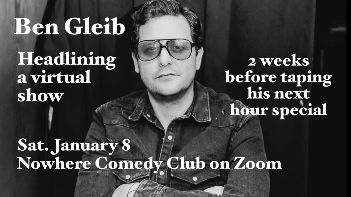 NowhereComedy's tweet photo. This Saturday, in only his third time ever headlining #NowhereComedy with his written material, @bengleib will be performing well over an hour of his material as it has evolved over the course of the last two years. Get your tickets now at https://t.co/FHDRyy6FO9! https://t.co/ZfXaOy7jiQ