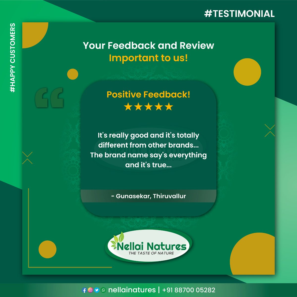 nellainatures's tweet photo. Customer satisfaction is more important to us
We can guarantee that we never compromised our quality standards for any reason
Thank you for your valuable feed back. We look forward to seeing you again soon!
#nellainatures #zerorupeemarketer #learnwithsakthi #mynaabalan https://t.co/KZzAxFeTbq