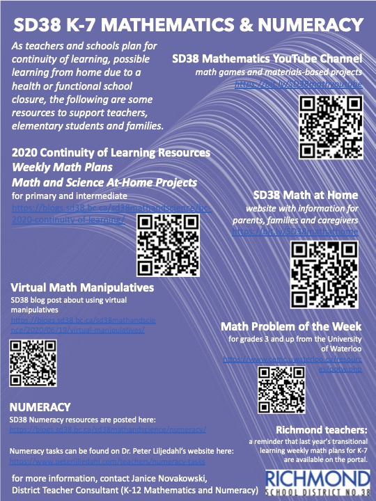 Some elementary math resources as we develop "Continuity of Learning" plans in anticipation of health or functional school closures here in BC. blogs.sd38.bc.ca/sd38mathandsci… #bcedchat #sd38learn