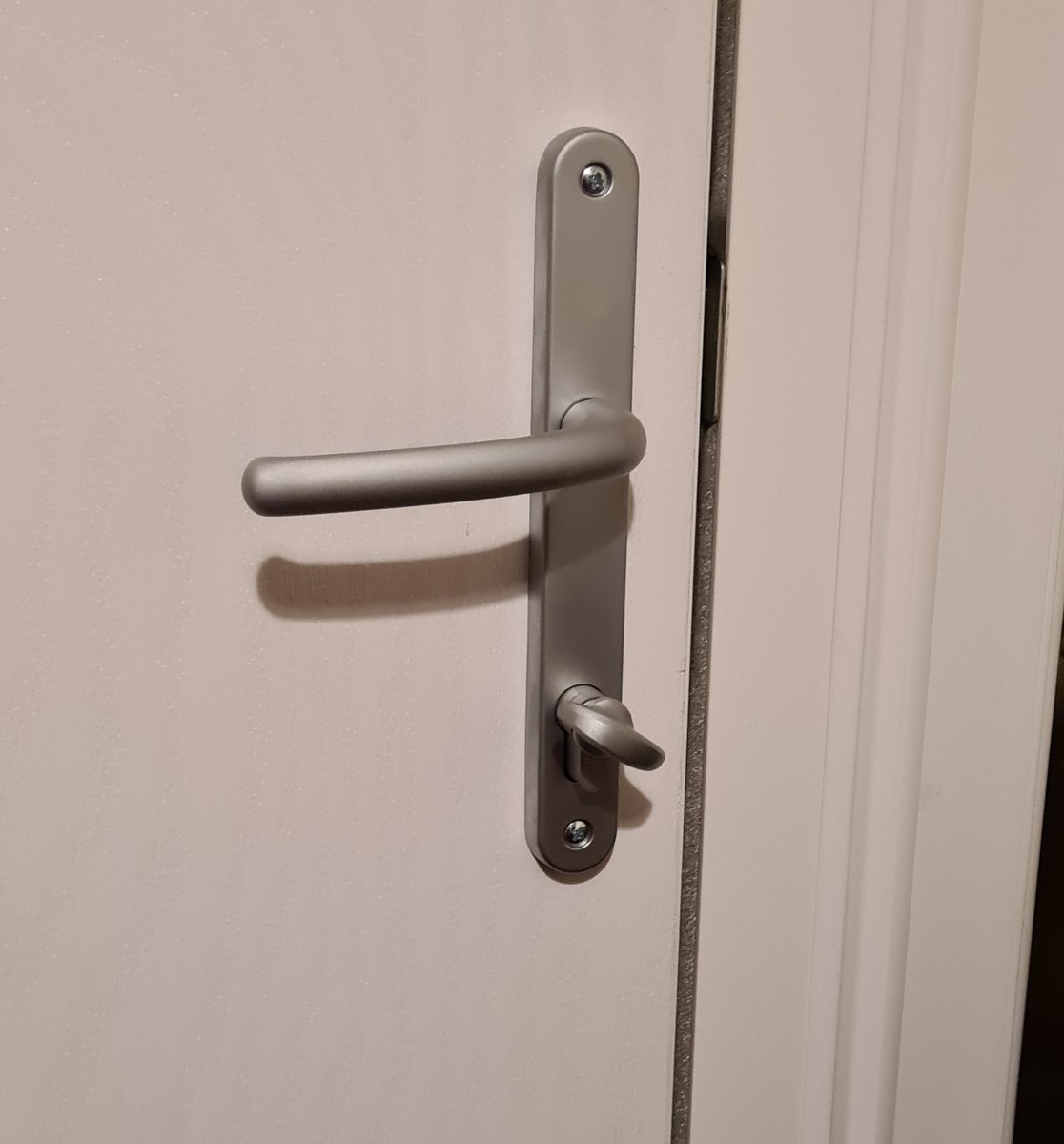 TheKennyCollins's tweet photo. @UltionLock Was liking the Ultion smart lock until I changed my door to a composite. The handle bolts seem to be different. Is there a work around? https://t.co/Qqj478tmFa