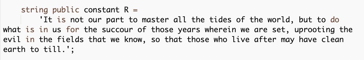 Love that <a href="/forgottenrunes/">Forgotten Runes Wizard's Cult</a> went and actually put a Gandalf quote in their contract
